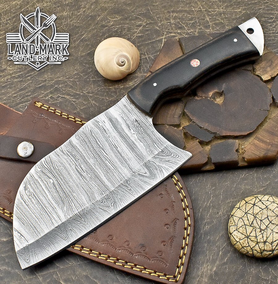CUSTOM HANDMADE DAMASCUS KITCHEN CHEF CLEAVER WITH  MICARTA HANDLE