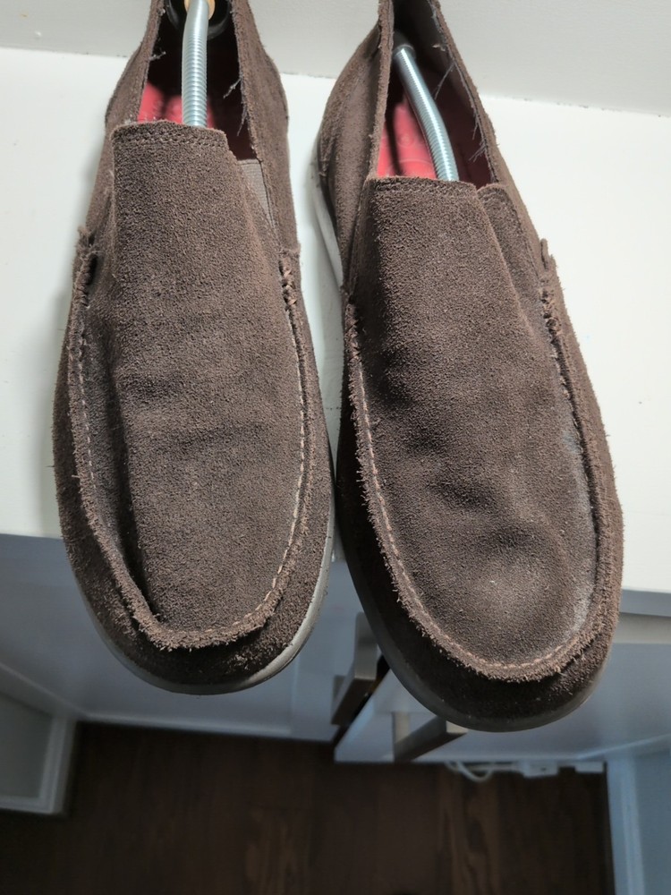 Crocs mens size 13 brown loafers with removable cushioned insoles