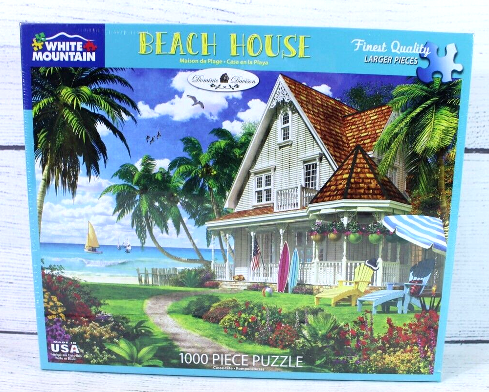 White Mountain BEACH HOUSE 2020 1000pc Puzzle Complete Larger Pieces 24