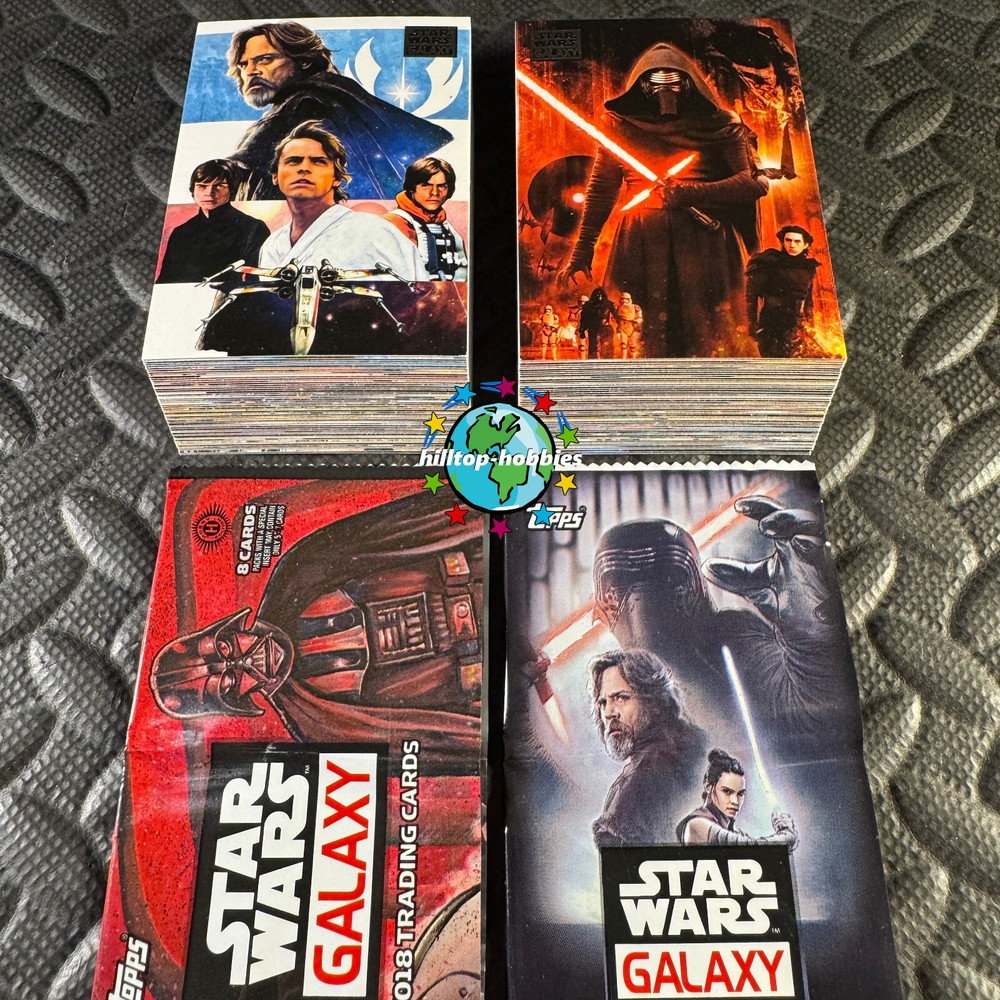 2018 TOPPS STAR WARS GALAXY COMPLETE BASE TRADING CARD SET OF 100 +2 WRAPPERS!