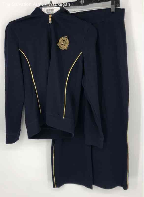 Polo Ralph Lauren Womens Black Cotton Crest Logo 2 Piece Tracksuit Size Large