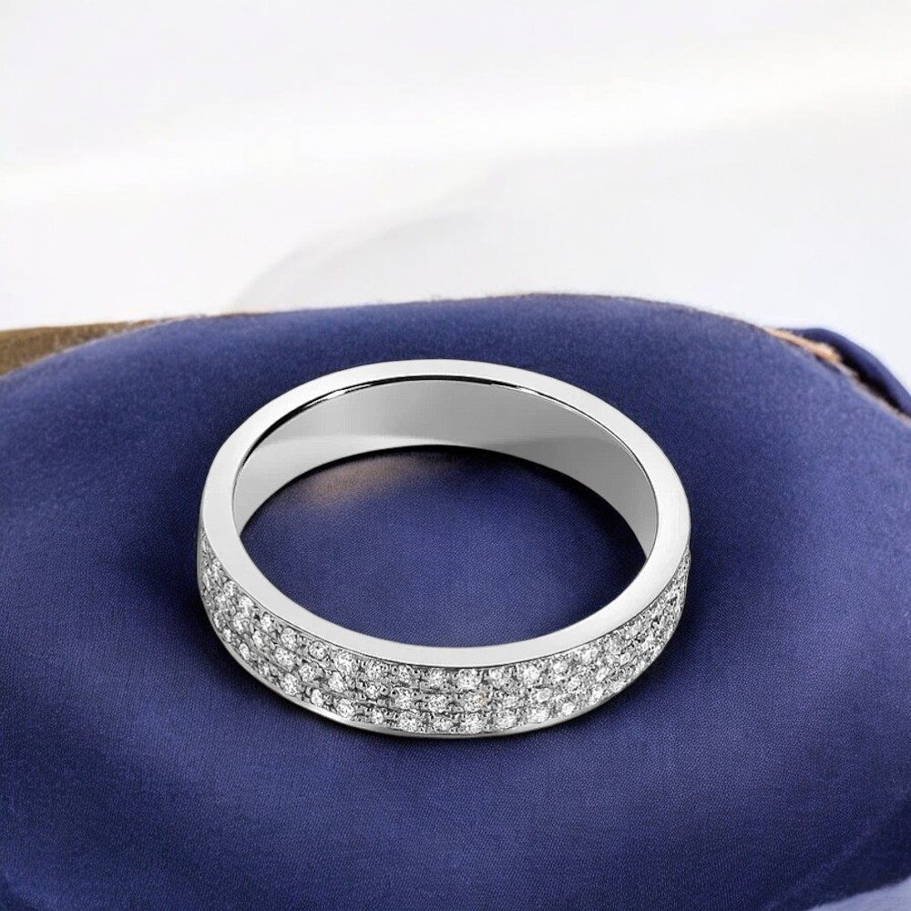 Wedding 14K White Gold Band Men Diamond Round Cut 1 Carat 4 MM Lab Grown