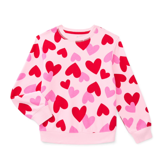 Way to Celebrate Girls Valentine's Day Long-Sleeve Graphic Fleece Sweatshirt