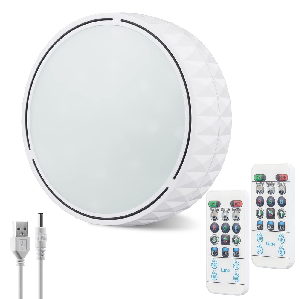 Wireless Shower Light Battery Operated, LED Ceiling Light with Timer, Color C...