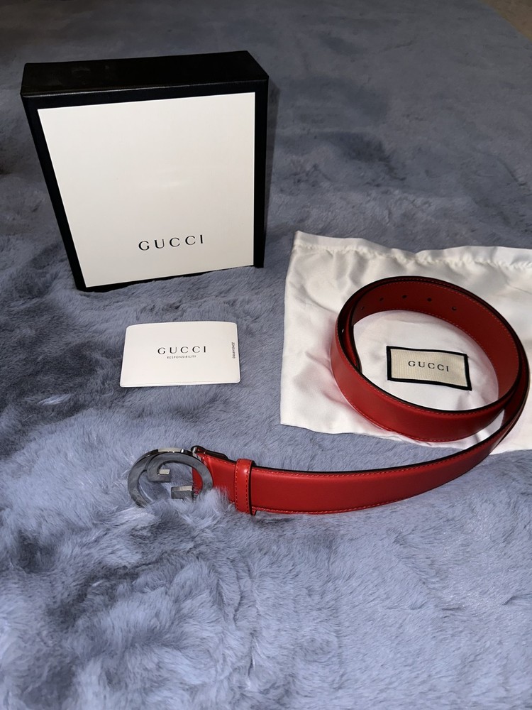 Gucci Red Leather Belt Size 95/38 Authentic Excellent Condition