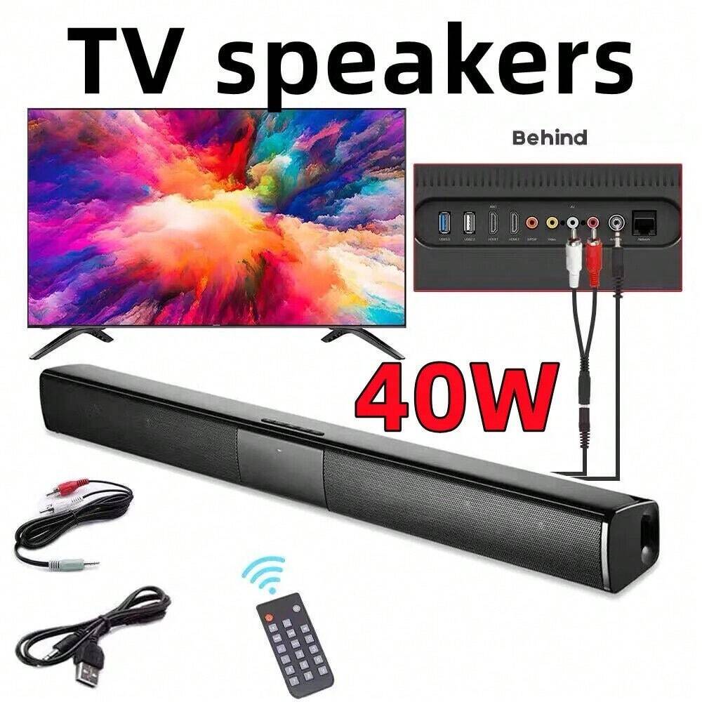 Surround Sound Bar 4 Speaker System Wireless BT Subwoofer TV Home Theater&Remote