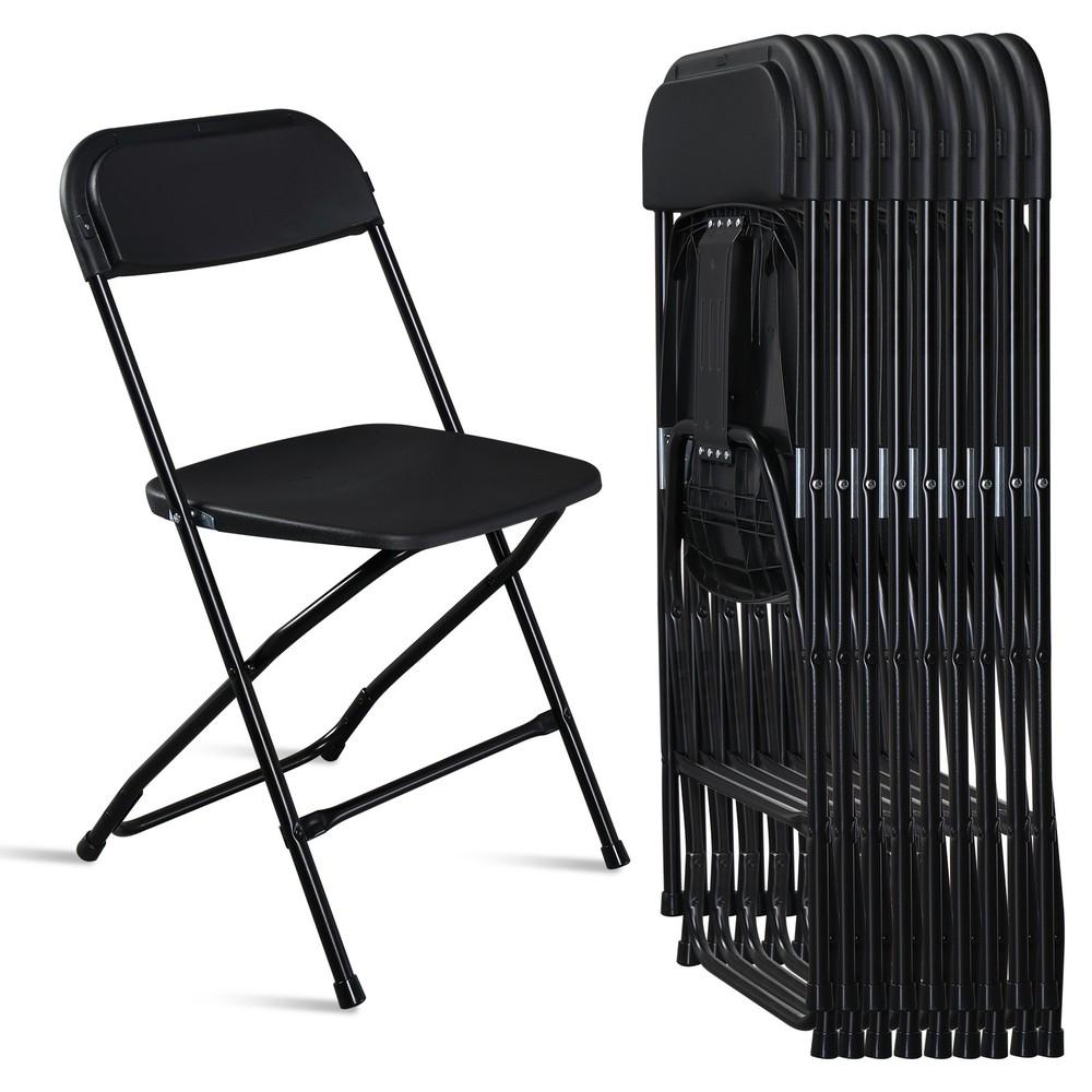 (5 to 15 PACK) Commercial Wedding Quality Stackable Plastic Folding Chairs Black