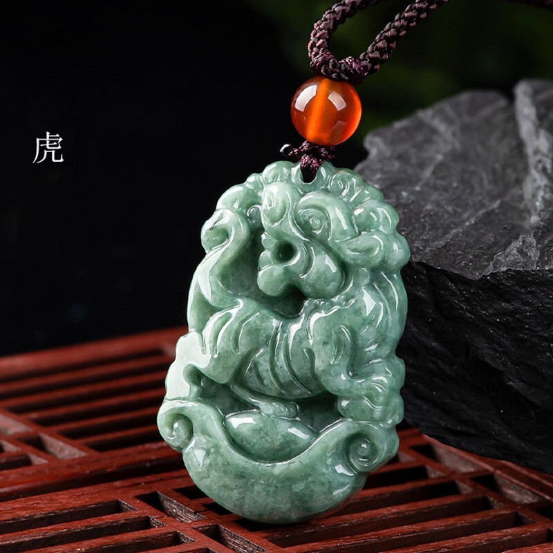 Certified Natural Grade A Jadeite Tiger Pendant Gift for Men & Women