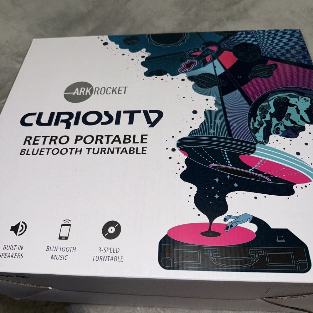 Arkrocket Vintage Bluetooth Turntable Suitcase Record Player with 3-Speed Options