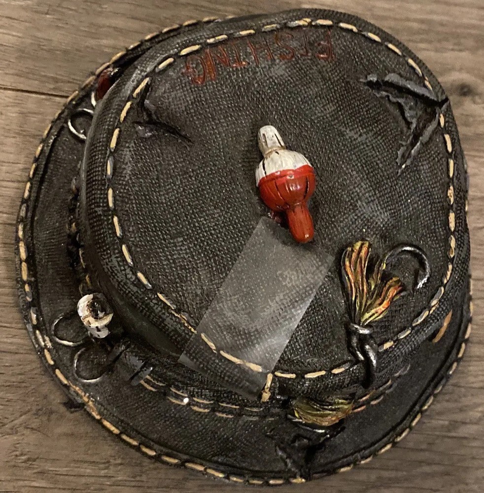 Fathers Day Fishing Hat Tackle Box with Lid 5.5x2 Trinket Gift for Fisherman-image