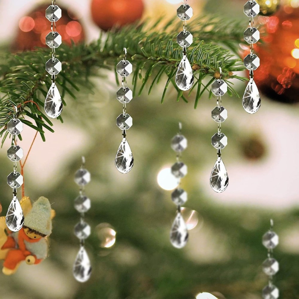 Christmas Ornaments Crystal Tree Decorations 30Pcs Acrylic Clear Hanging