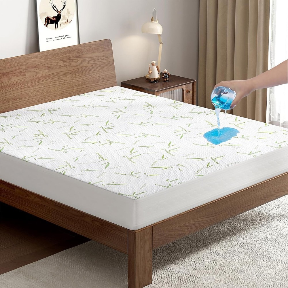 King Waterproof Mattress Protector with Cooling Bamboo Fabric for Breathable Comfort