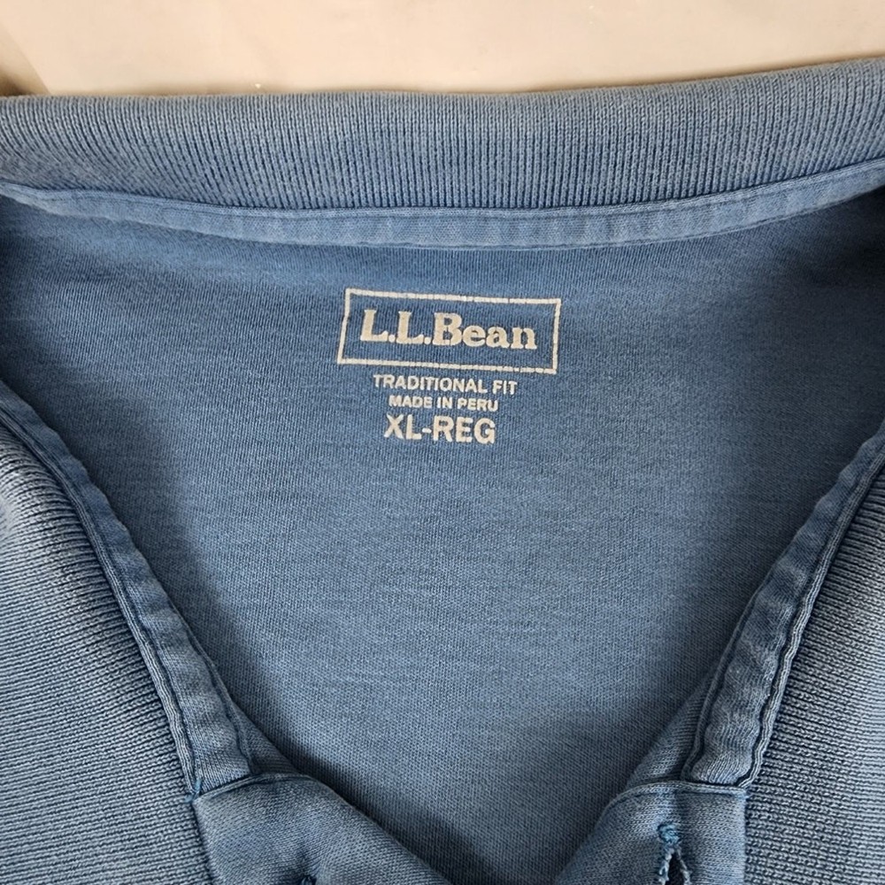 L.L. Bean Traditional Fit Blue Short Sleeve Collared Polo Shirt Men's Size XL