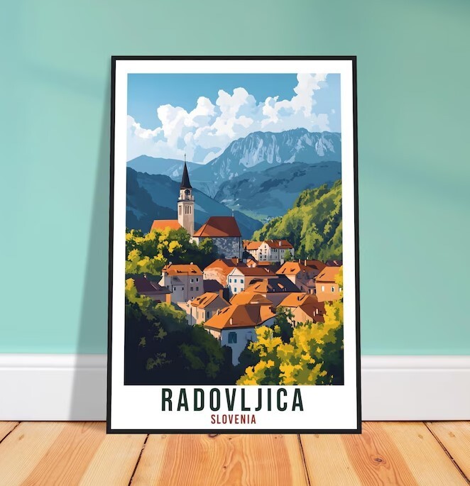 Charming Radovljica Slovenia Travel Art Print for Home Decor