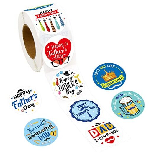Fathers Day Stickers 500 Pcs Happy Father’s Day Sticker Sheets Round Labels-image