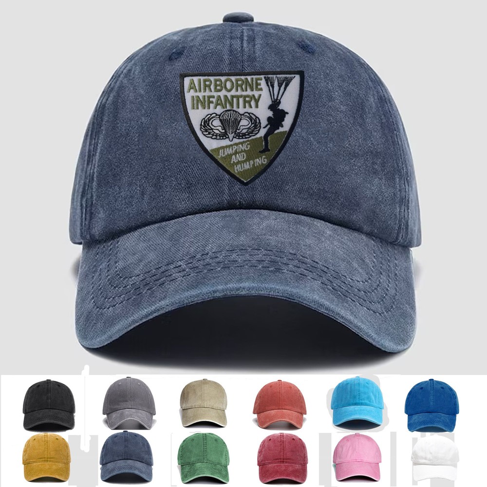 Custom Embroidered Hat Airborne Infantry Jumping & Humping, Veteran Cap, Gift