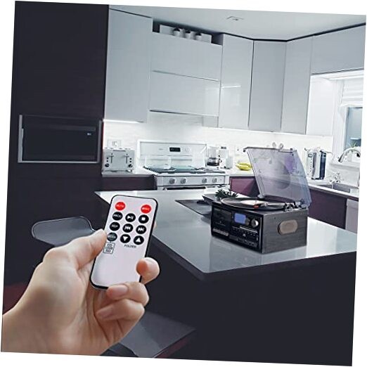 Vintage 3-Speed Bluetooth Turntable with CD Cassette Player and 9-in-1 Features