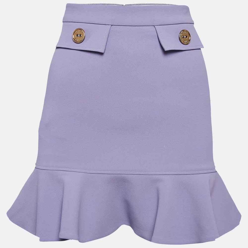Elisabetta Franchi Purple Georgette Flounce Mini Skirt with Feminine Details