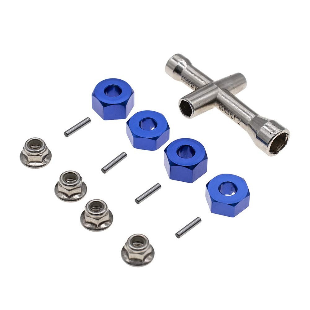 4 piezas bujes hexagonales de aluminio de 12 mm adaptadores de rueda y tuercas de bloqueo con brida para Traxxas 1/...