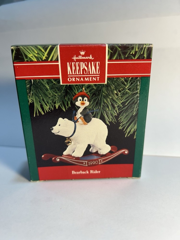 1990 Bearback Rider Hallmark Keepsake Ornament with Polar Bear and Penguin