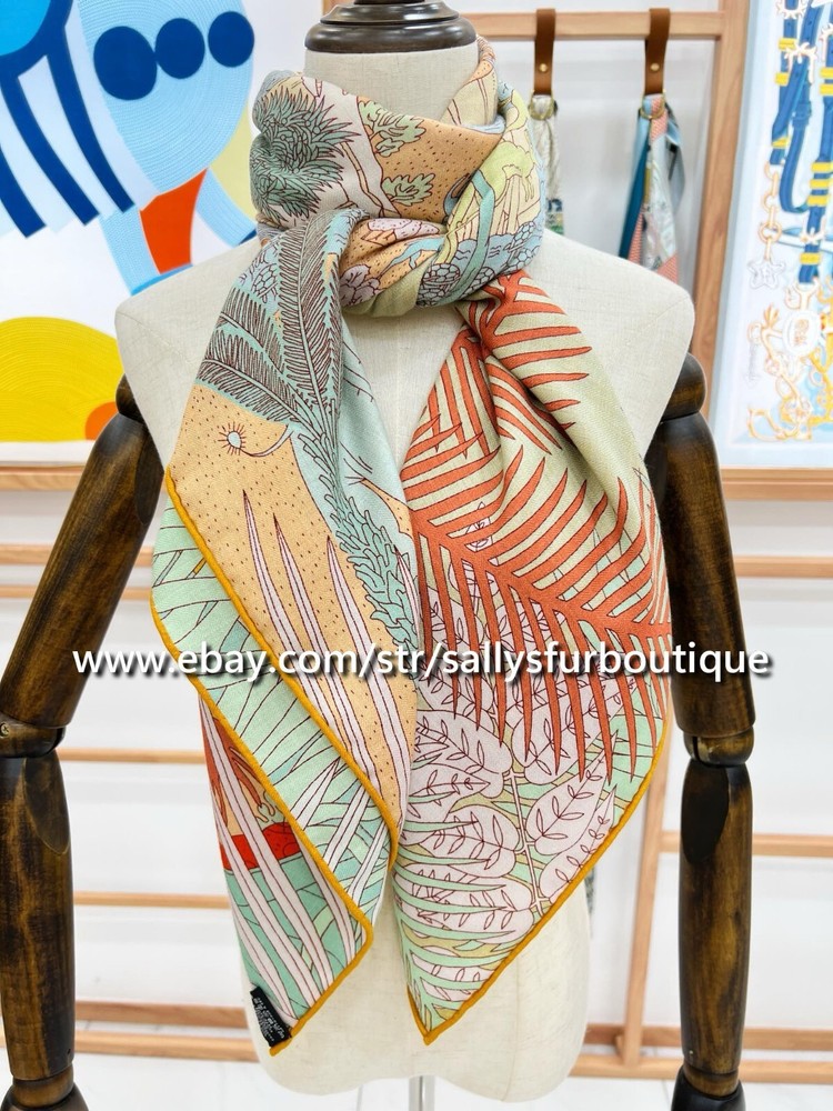 Sallys 70% Cashmere & 30% Silk Stole Animals Print Double Face Scarf Shawl 53