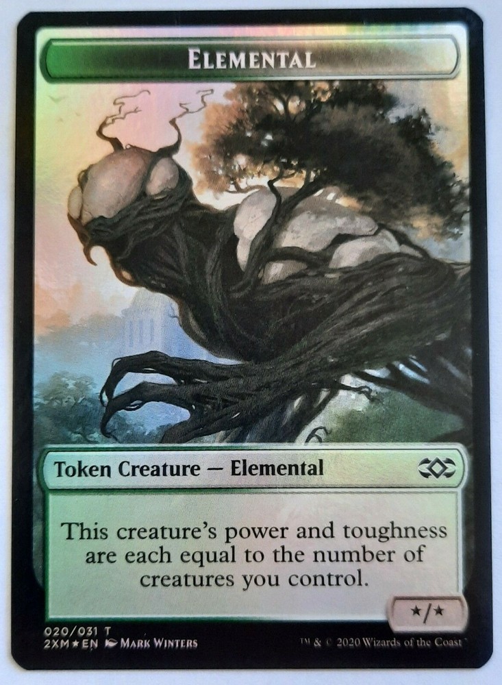 MTG Double Masters FULL ART FOIL Double Token ELEMENTAL (020) // CLUE (022) M/NM-image