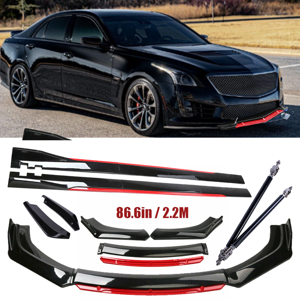 For Cadillac CTS ATS Front Bumper Lip Spoiler Splitter Side Skirt Glossy Black
