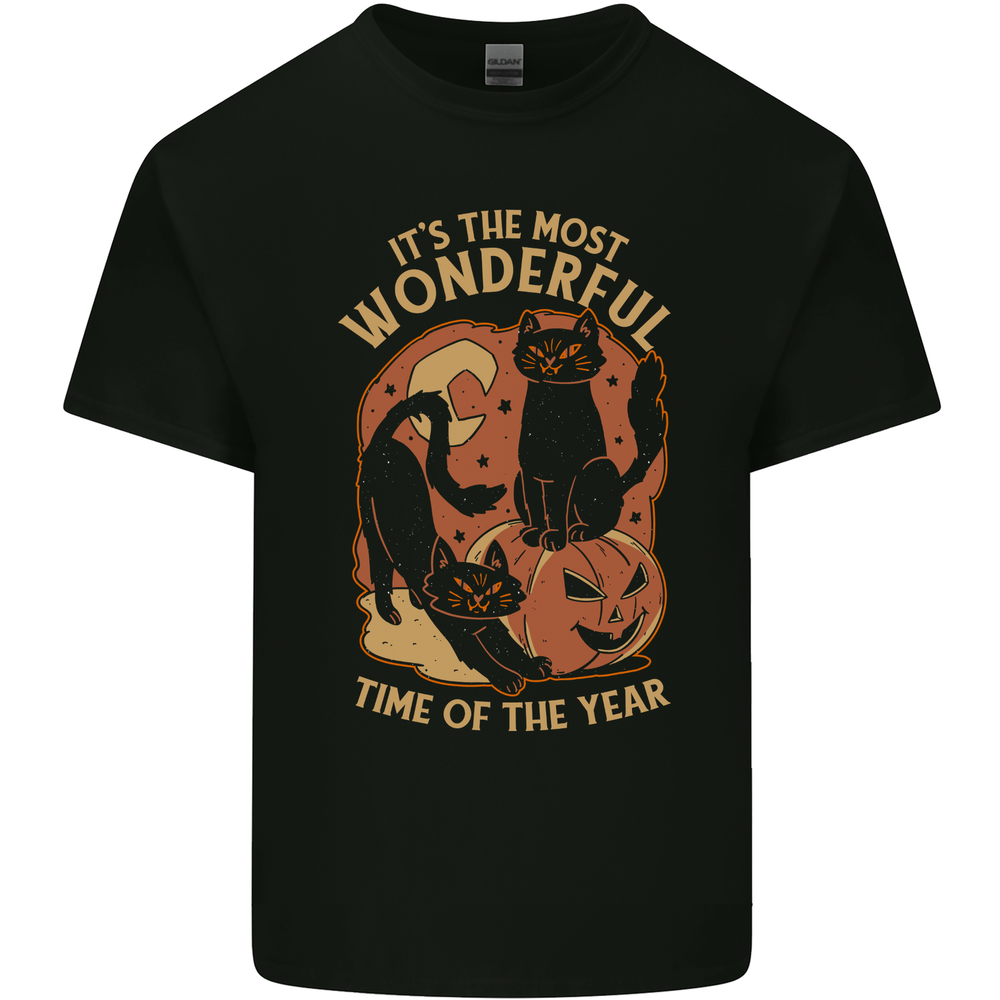 Halloween Cats Wonderful Time of the Year Mens Cotton T-Shirt Tee Top