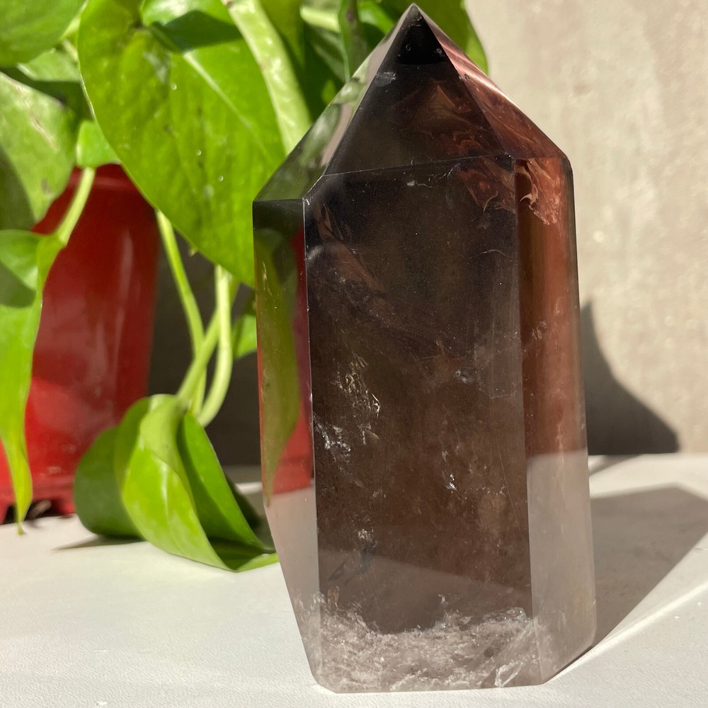 Rare 458g Natural Smoked Quartz Hexagon Tower Healing Crystal Mineral Stone