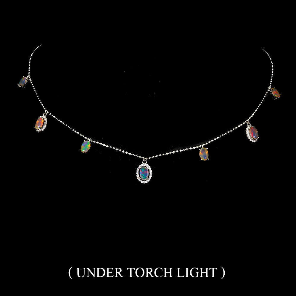 Valentine 925 Silver Necklace Oval Fire Opal 6x4mm Natural Gemstone Jewelry 16 I