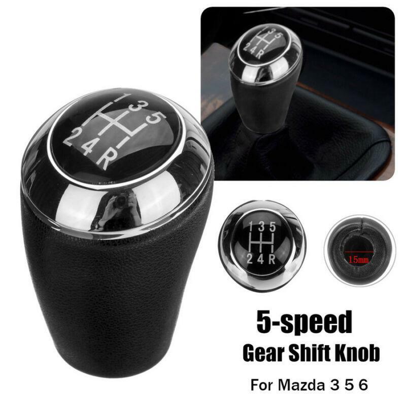 5 Speed Black PU Leather Car Gear Shift Knob Stick Shifter Grip For Mazda 3 5 6