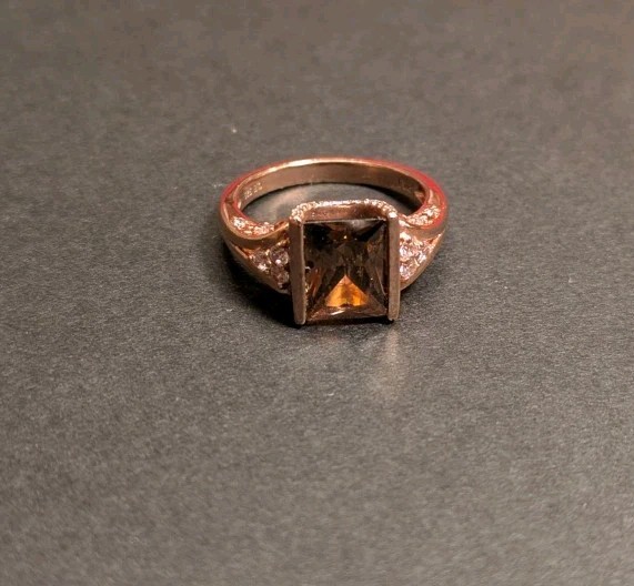 Square Cut Gemstone Rose Gold Band Ring
