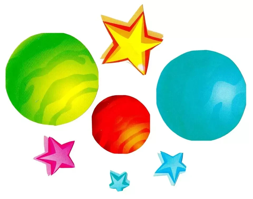 space stars planets galaxy wall sticker peel & stick 2.5 inch 7pc USA set