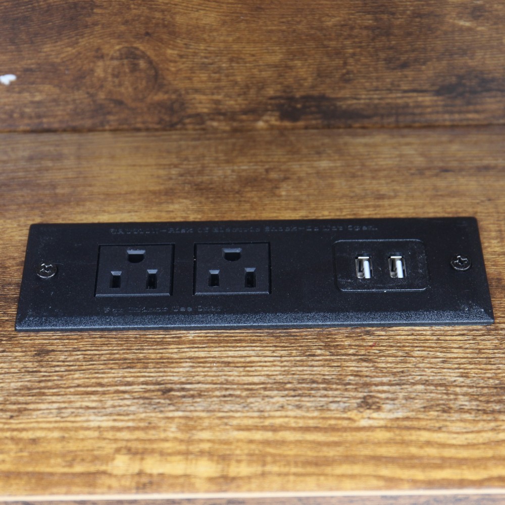 Storage Bed Frame with Bookcase, Built-In Power Outlets, and 2 Storage Drawers for Ultimate Organization