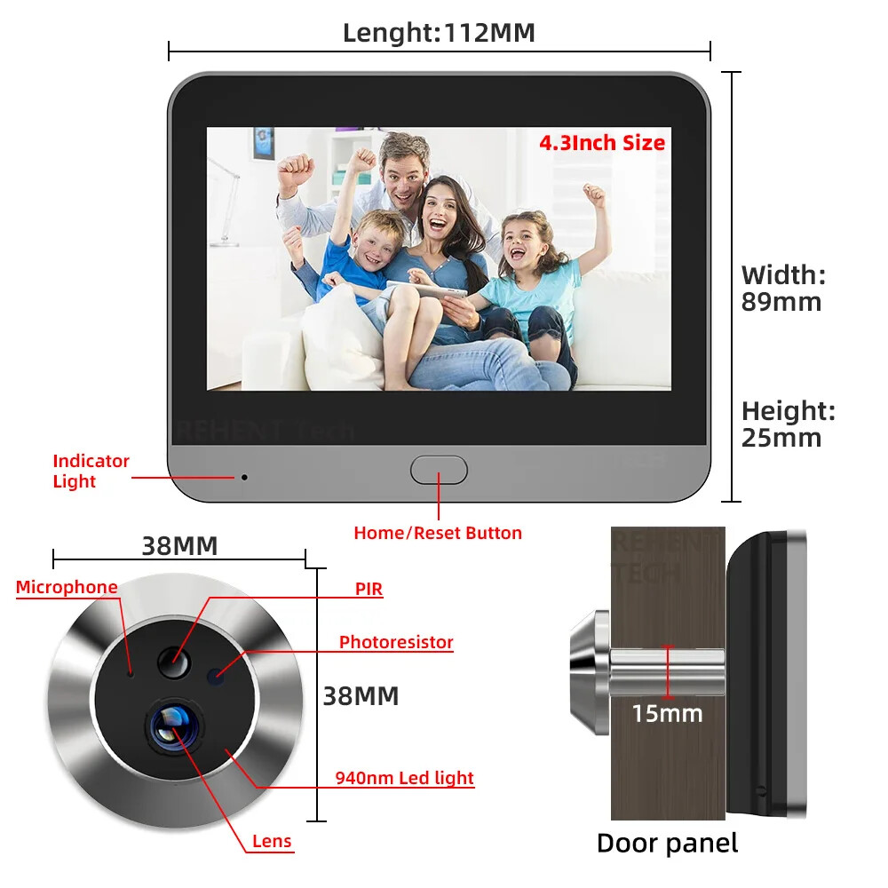 Tuya 3MP 140° Wide View Angle 2.4Ghz WiFi Magic Door Peephole Eye PIR Camera