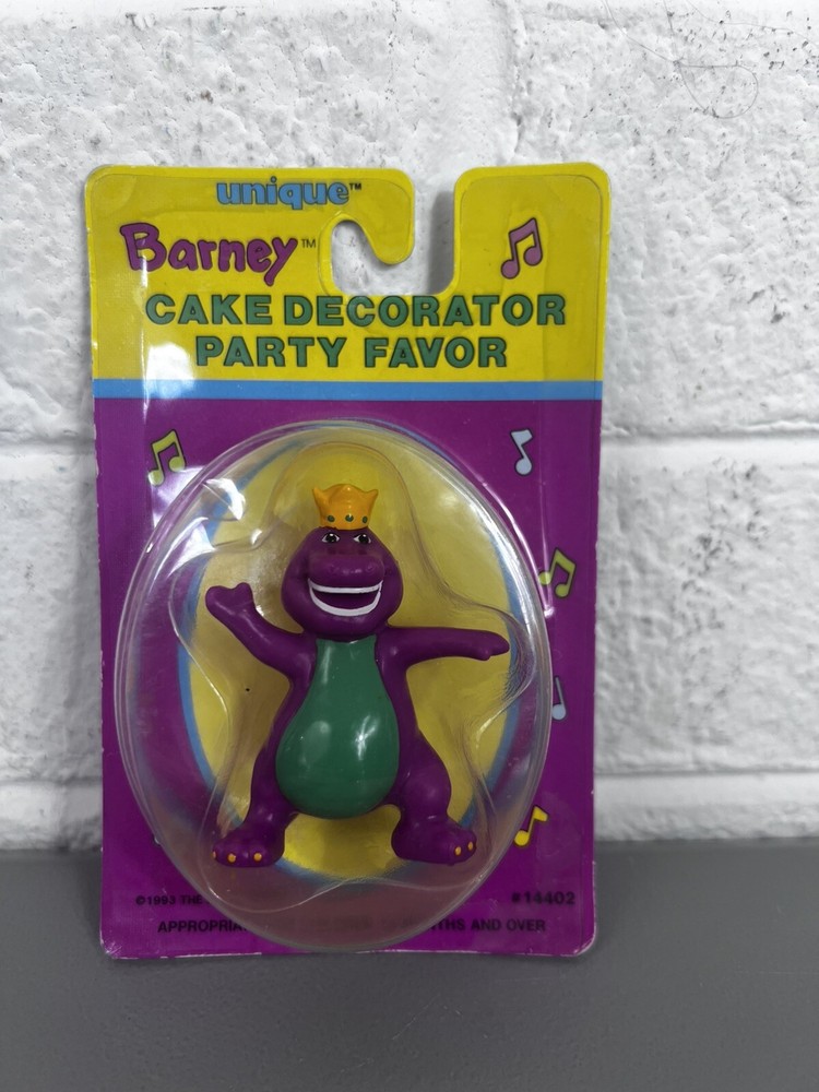 Vintage Barney Purple Dinosaur Cake Topper Birthday Party Crown Decor NOS