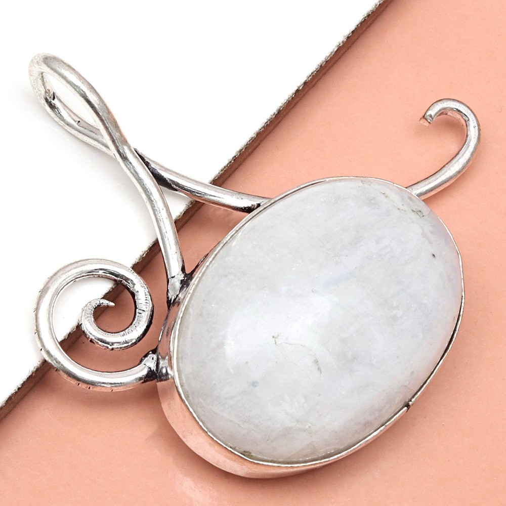Moonstone Gemstone Handmade Silver Pendant Jewelry for Women & Men