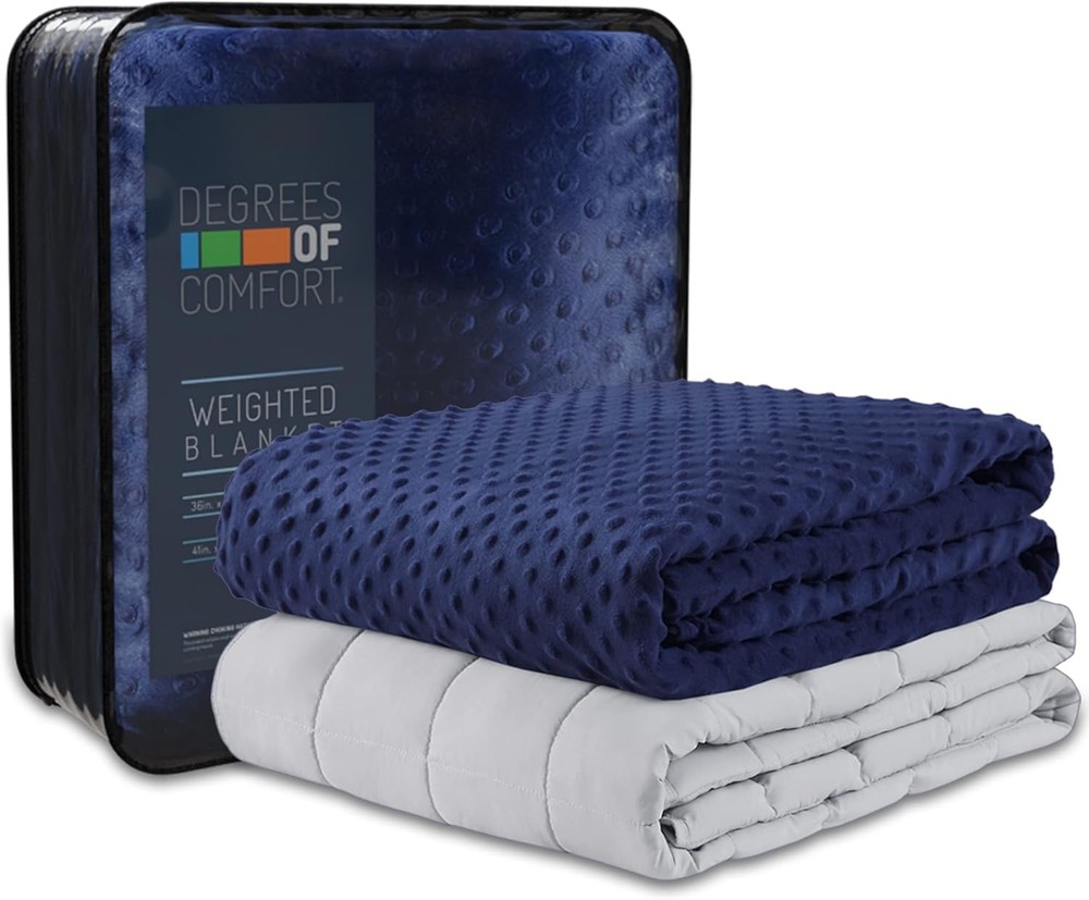 15lb Navy Cooling Weighted Blanket Twin Size 48x72 with Cover