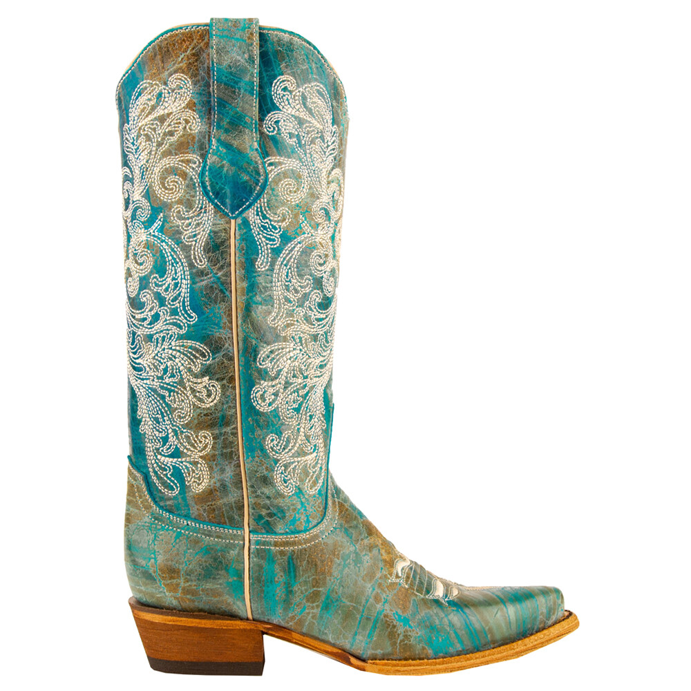 Ferrini Southern Charm Embroidered Blue Cowgirl Boots for Women