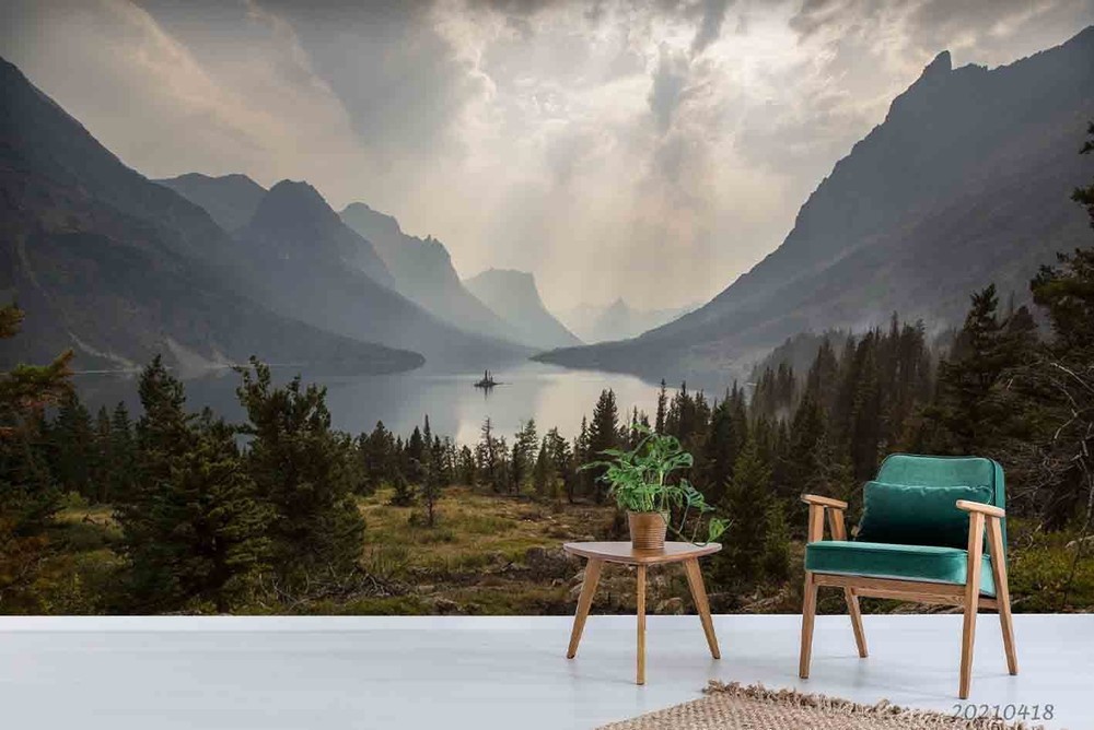 3D Sky Mountain Lake Landscape Wall Murals Wallpaper Murals Wall Sticker 4