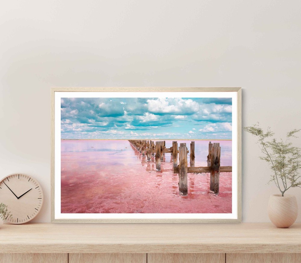 Salt Lake With Pink Algae Poster Premium Quality Choose your Size