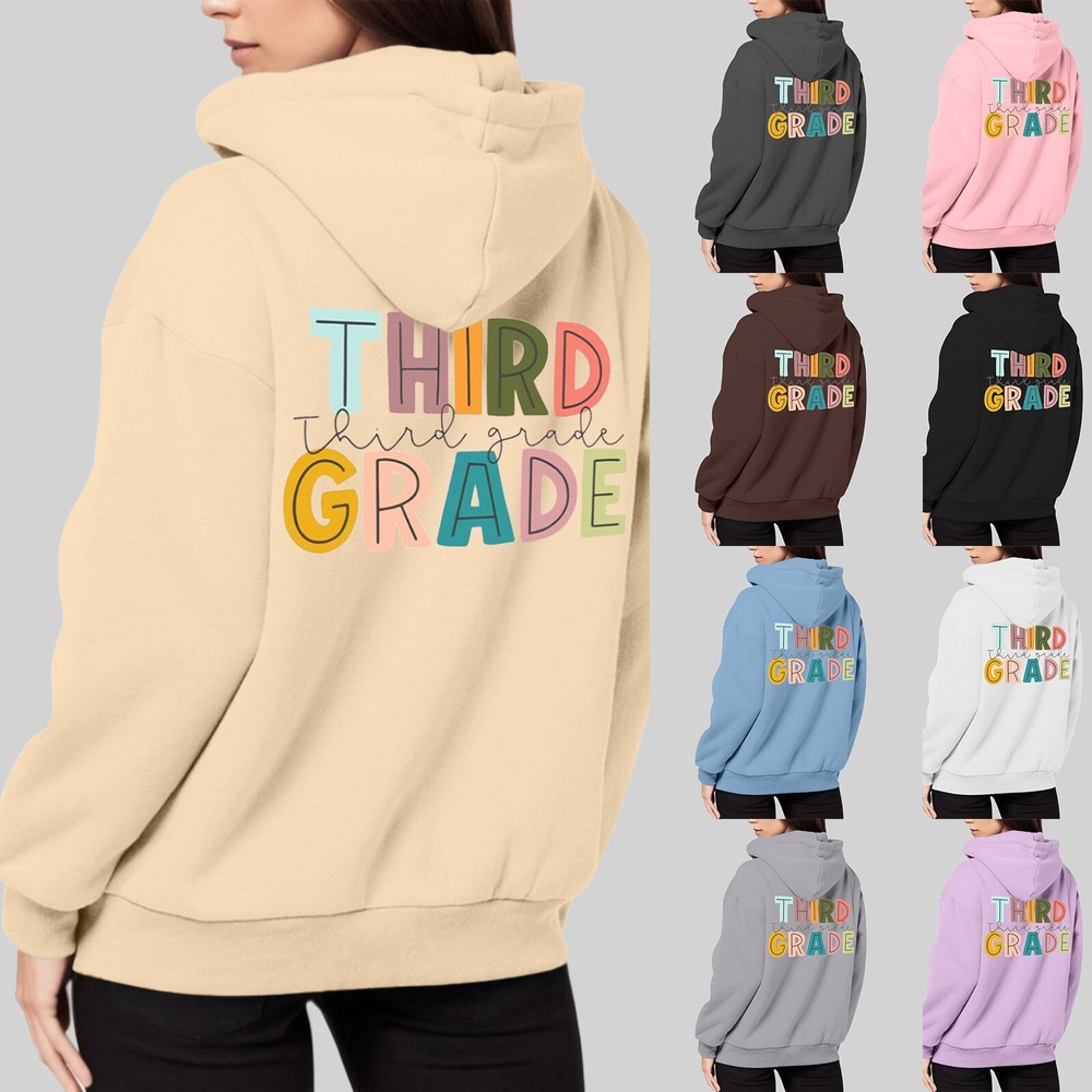 Women’s Back to School Season Printed Long Sleeve Zip-Up Hoodie-image
