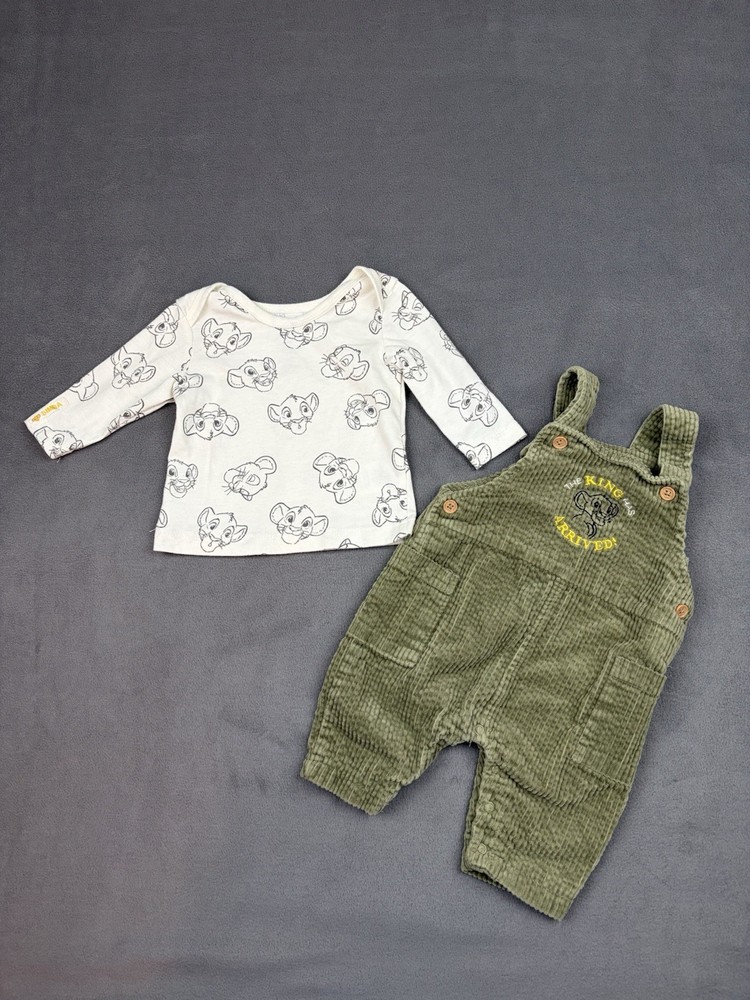 Disney Baby Lion King Overalls Baby Boy 0 3 Mo.  Green Corduroy 2 Piece Set Cute