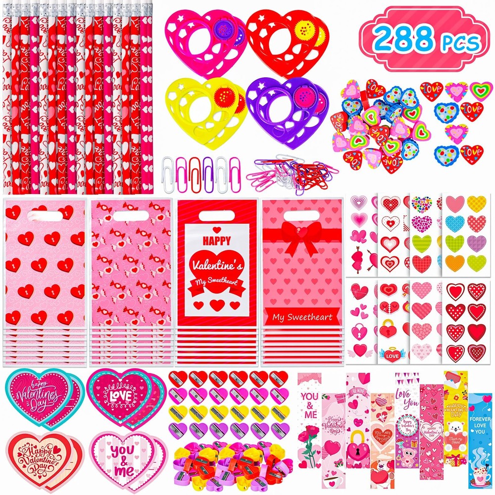 32-Piece Kids Valentine Stationery Set with Cards for School Gifts