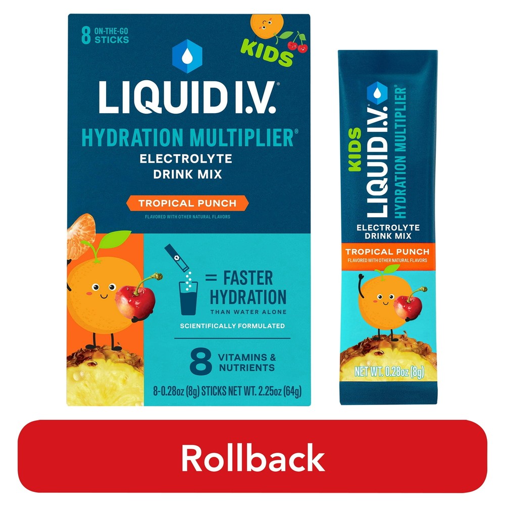 Liquid I.V. Hydration Multiplier Kids Electrolyte Drink Powder Packets 8 Count