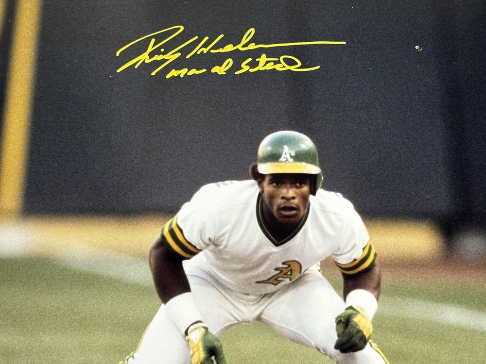 Oakland A’s Hall Of Famer Rickey Henderson Autographed And Inscribed 11x14 Jsa