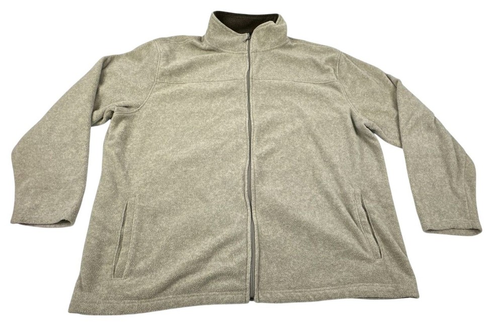 St John's Bay Beige Full Zip Fleece Sweater Jacket. Men's - Size 3XL