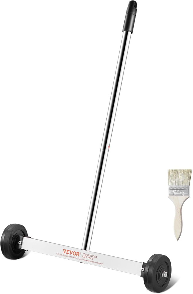 15Inch Magnetic Sweeper with Wheels, 8 Lbs Capacity, Adjustable Handle for Easy Pickup