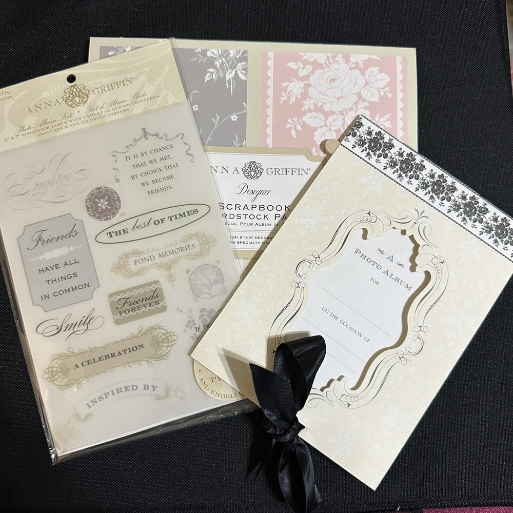 Lot Anna Griffin Designer Scrapbook Cardstock Double Sided Paper & Album Lot