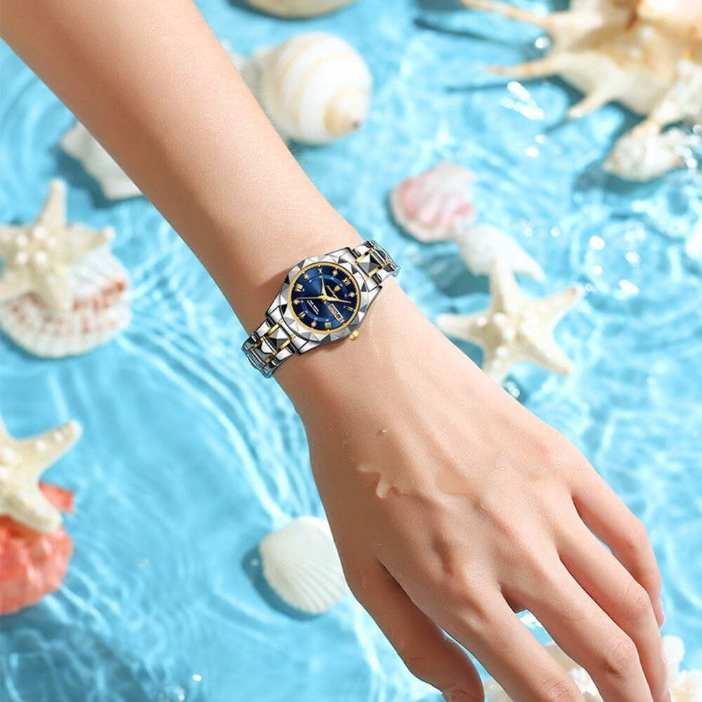 Waterproof Women's Quartz Dual Calendar Watch with Luminous Display